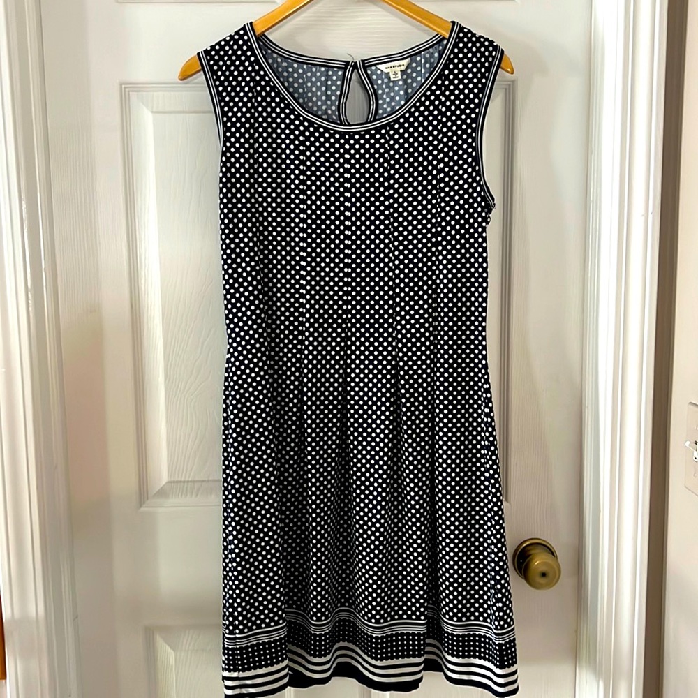 Navy Blue Max Studio Polka Dot Summer Dress (L)